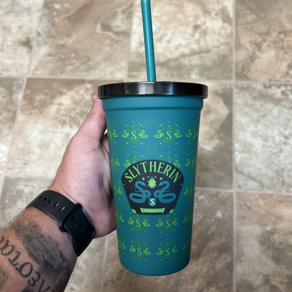 Harry Potter Slytherin House Stainless Steel Cup Tumbler With Straw LIMITED!